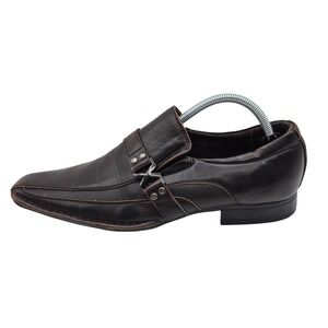 Bonafini Shoes Mens Size 10 Brown Monk Strap Dress Square Toe Aged Loafers